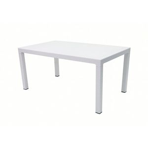 DEOKORK Záhradný stôl z umelého ratanu MANHATTAN 161x95 cm (biela)