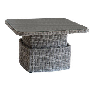 Ratanový stôl výsuvný jedálenský/odkladací 100 x 100 cm BORNEO (sivá)