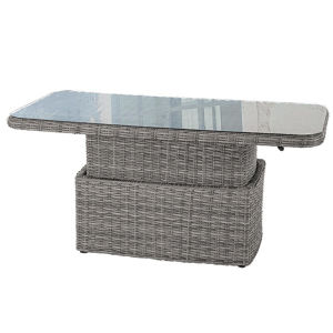 Ratanový stôl výsuvný jedálenský/odkladací 150 x 80 cm BORNEO (sivá)